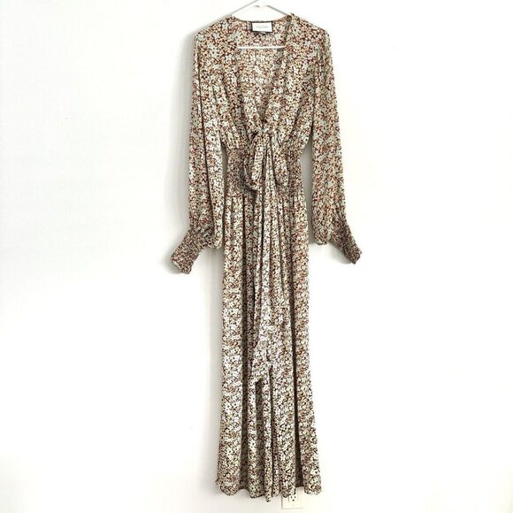 ALEXIS Esperanza Green Floral Crepe Jumpsuit Women’s XS Long Sleeve Wide Leg - Picture 2 of 10